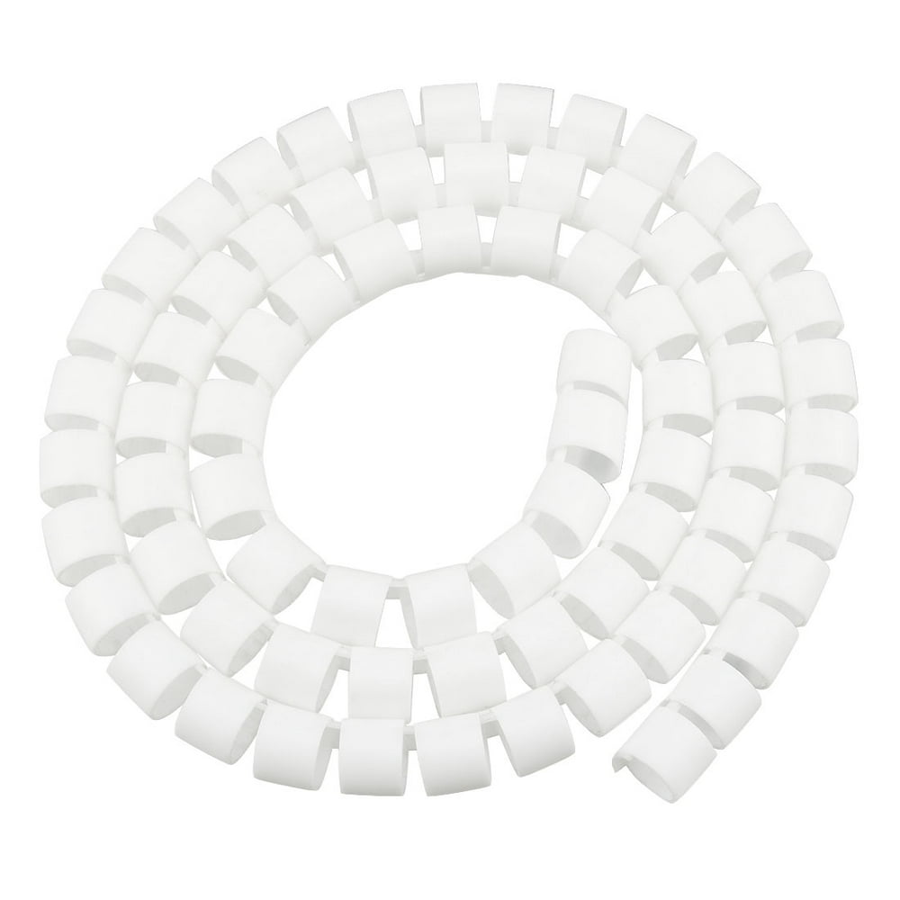 16mm Flexible Spiral Tube Cable Wire Wrap Computer Manage Cord White 1M