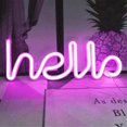 thumbnail image 4 of Neon Hello Light, Led Hello Neon Word Sign Letras de neón Light Art Luces decorativas, Marquee Signs, Fiesta de cumpleaños, Habitación para niños, Sala de estar (rosa Hello. Afortunado Sencillez, 4 of 4