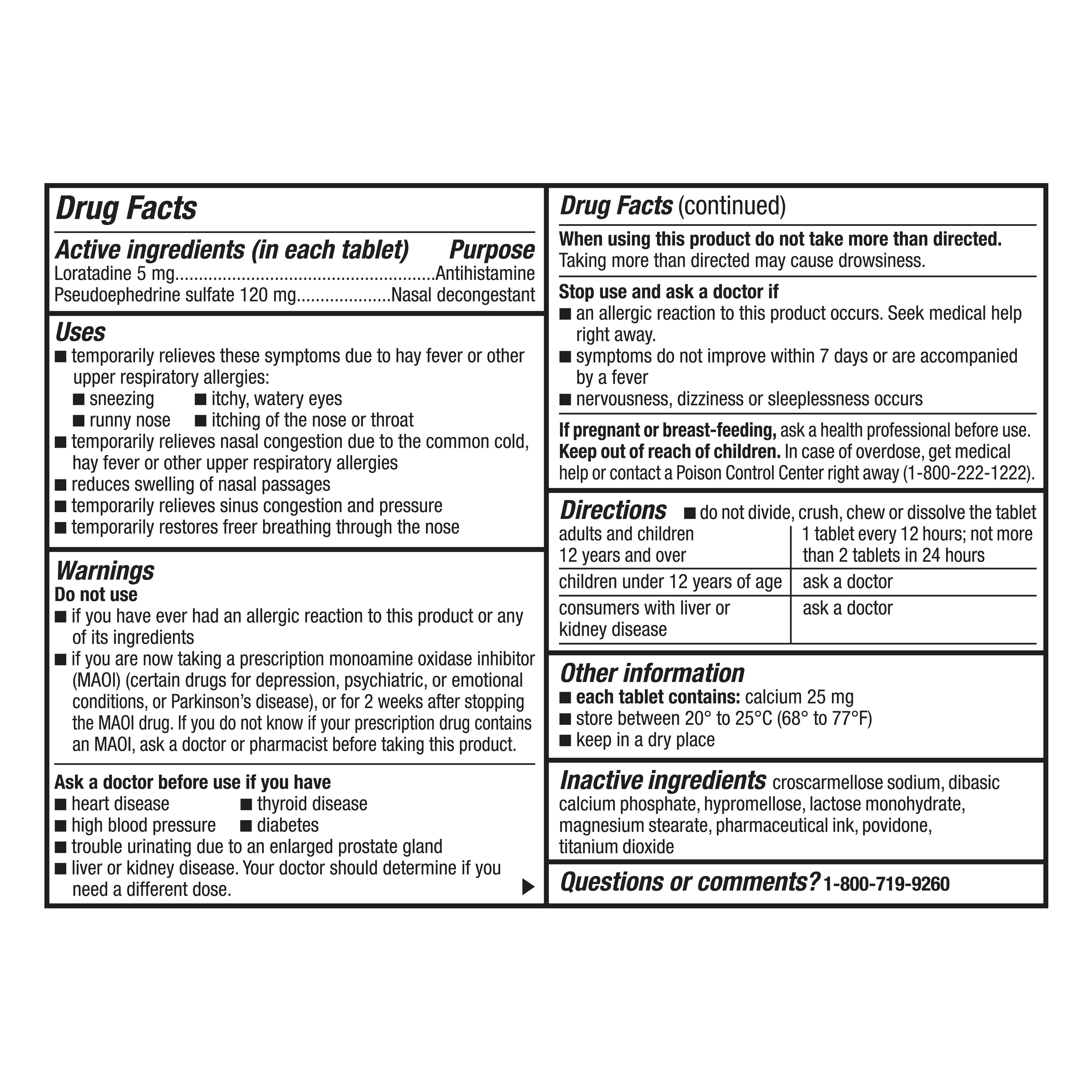 Allergy and Congestion Relief-D 12 Hour, Non-Drowsy Extended Release Tablets, 10 Count