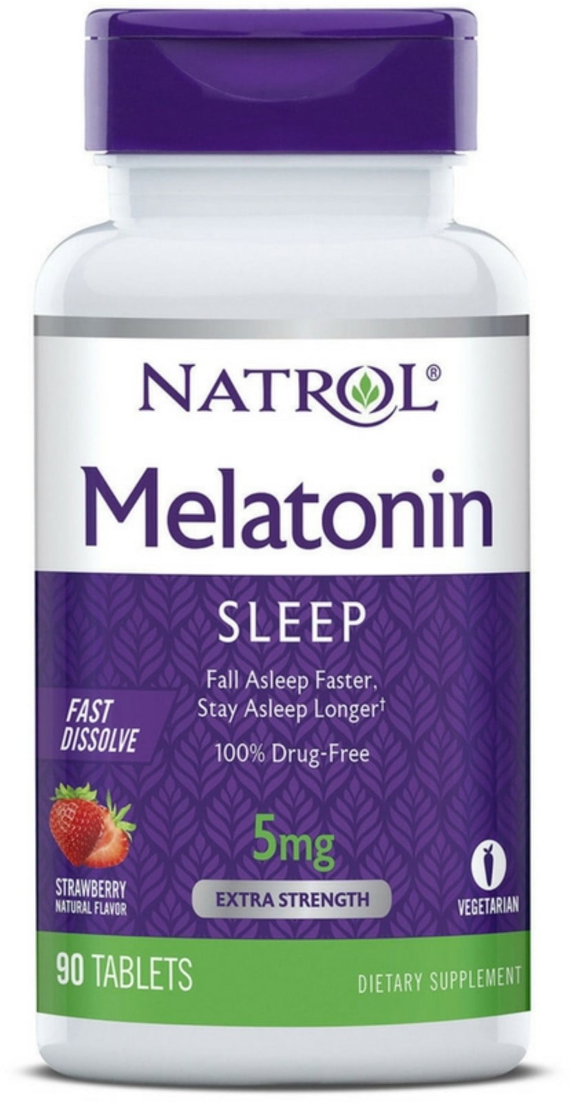 Natrol Fast Dissolve Melatonin 5 mg Tablets, Strawberry 90 Each - (Pack of 2)
