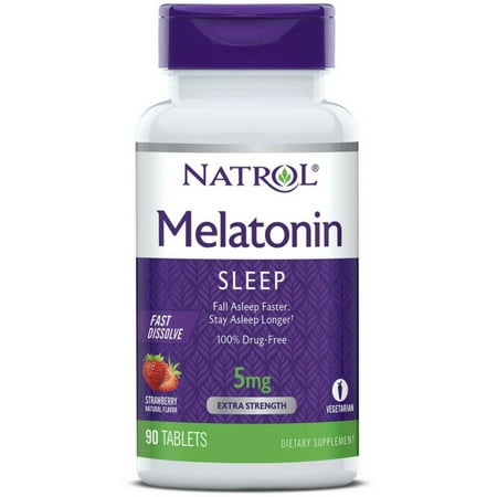 Natrol Fast Dissolve Melatonin Tablets, Strawberry, 5mg, 90