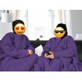 thumbnail image 2 of Lightweight Wearable Comforter/Blanket for Adult Women and Men, Super Soft Comfy Warm Plush Throw with Sleeves Wrap Robe - 6ft Size, Purple, 2 of 6