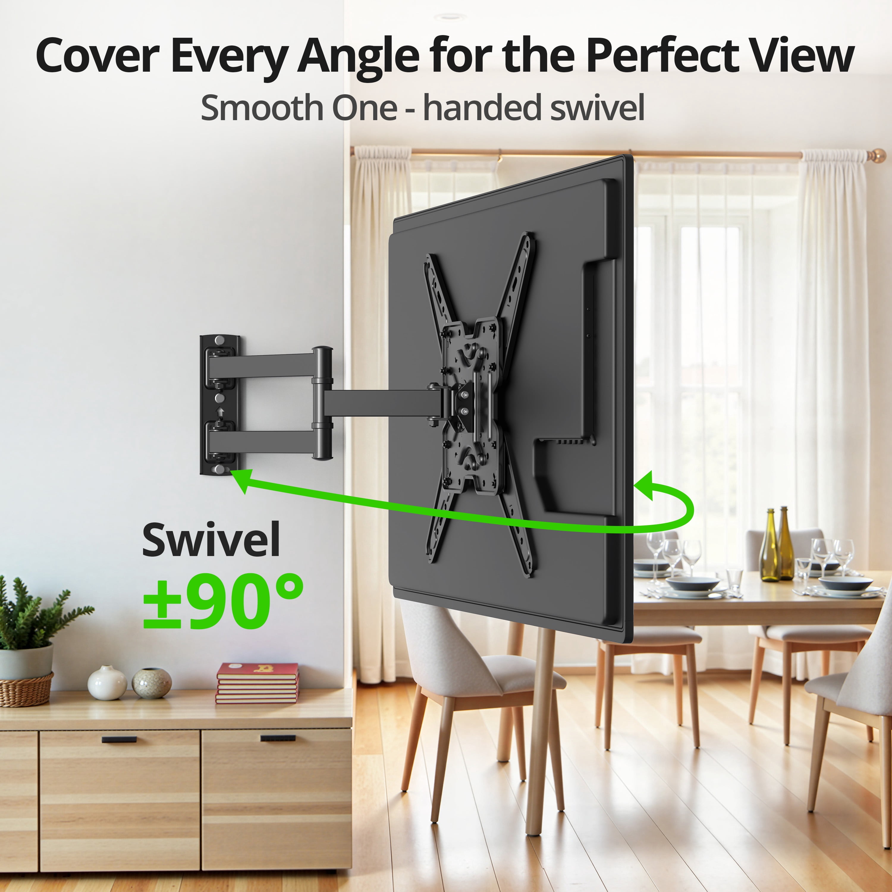 USX MOUNT Full Motion TV Wall Mount, Swivel Tilt Extension Articulating Arm for 26 to 65 Inch Flat Curved TV, Max VESA 400x400mm, Holds up to 77lbs, Fits Wood Stud Concrete Brick Walls