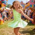 thumbnail image 2 of Xijirk Girls Dresses,And Shine Girls Off Shoulder Party Dress With Sequin Details For,Dresses for Girls,Green,2-3, 2 of 4