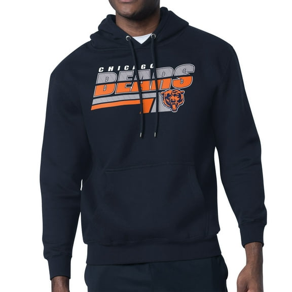 Men's Starter Navy Chicago Bears Logo Push Graphic Hoodie