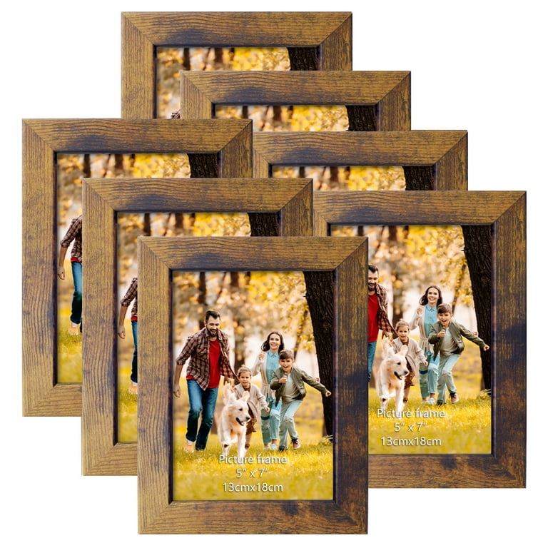CRUGLA 7 Pack 8x10 Picture Frame Rustic Photo Frame Set for Wall or  Tabletop, Brown
