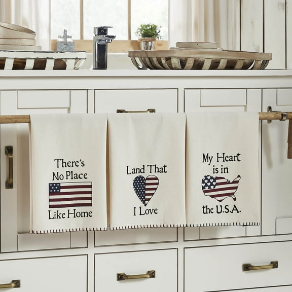 VHC Brands The Land That I Love Tea Towel Set of 3 16x28