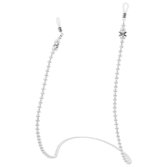 PENIKOKO Elegant Eyeglass Chain with Anti Slip Cord Stylish White Beaded Eyewear Accessory