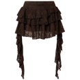 thumbnail image 5 of Unir Women Multi-Layer Floral Lace Ruffle Mini Skirt Wide Elastic Waist Irregular Asymmetrical Side Drape Western Festival Casual Short Bottom 1PC XS-L Plus Size Friendly, 5 of 5