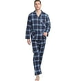 thumbnail image 5 of Apparonia Mens Pajamas Set Cotton Notched Collar Pajamas for Men Long Sleeve Mens Sleepwear with Pockets & Front Fly Noble Navy M, 5 of 7