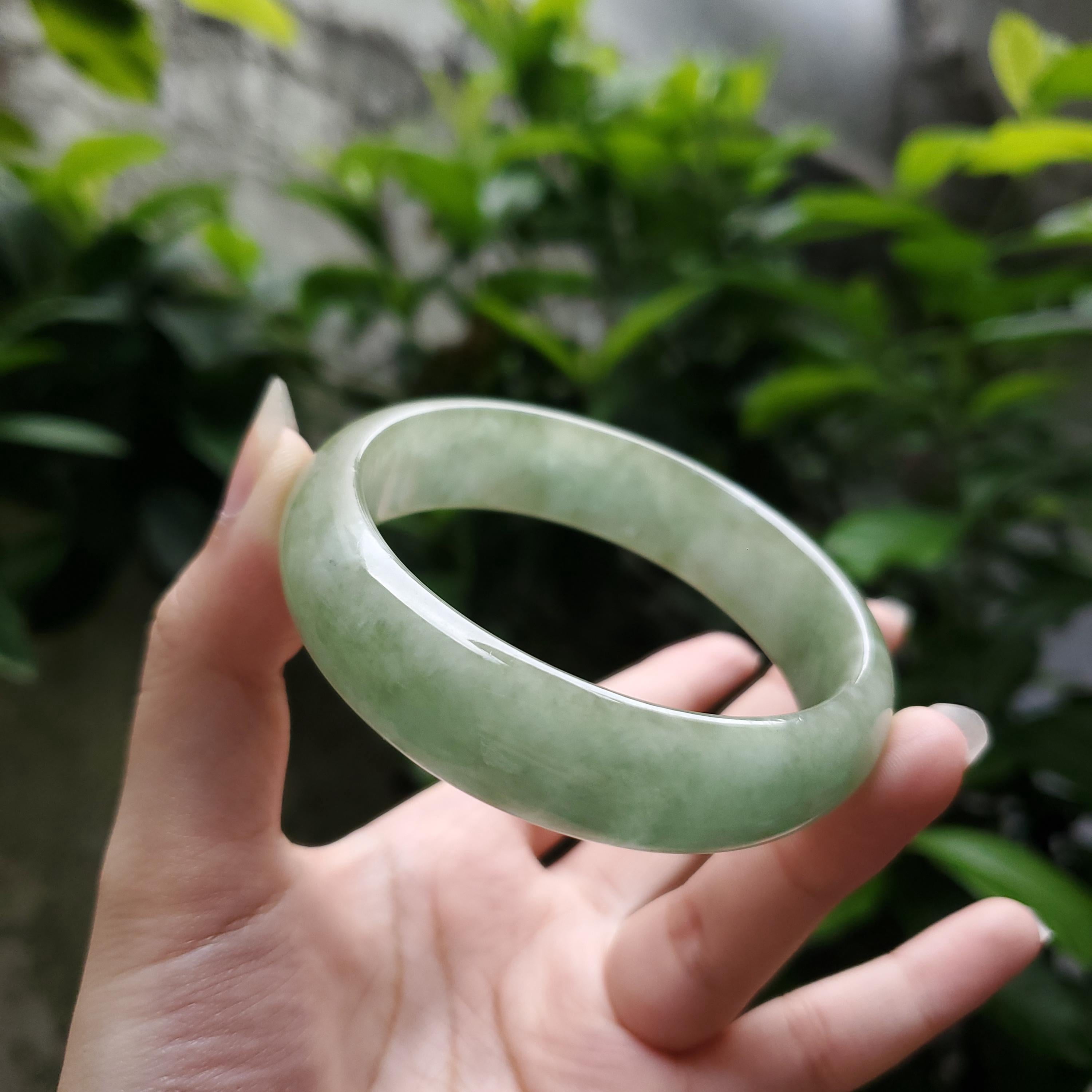 Jade Bangle 48-60mm up | Yingmart Olive Green Jade Jadeite Bracelet for Men, Women, Grandmother, Sister – Vintage Elegance (50-52mm)