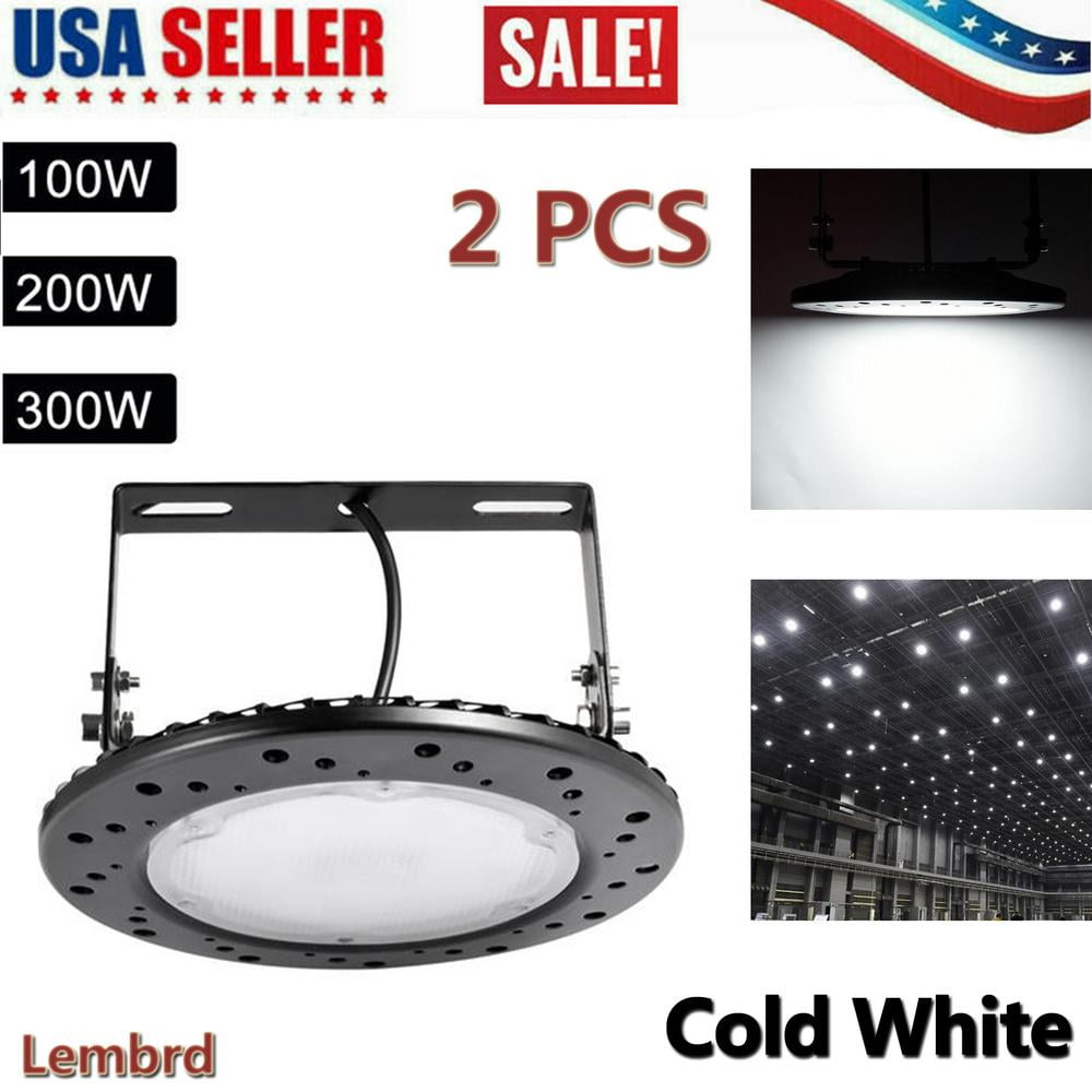2x High Bay LED Light 100W E27 Industrial Shed Warehouse Factory Gym Work Lamps 