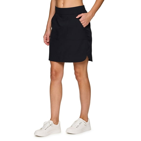 RBX Active Women's Golf/Tennis Woven Longer Length Flat Front Skort With Pockets