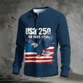 thumbnail image 7 of Usa 250th Anniversary Merchandise, 4th of July Shirts for Men Patriotic Long Sleeve Tops Eagle Print Shirt Button Up Henley Pullover, 7 of 7
