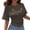 1-Grey, variant on Plus Size Bride T-Shirts Bride Letter Printed Short Sleeve Ruched Waisted Slim Crop Tops Party Summer Round Neck Basic Graphic Tees Bridesmaid Proposal Gift 1-Brown XL
