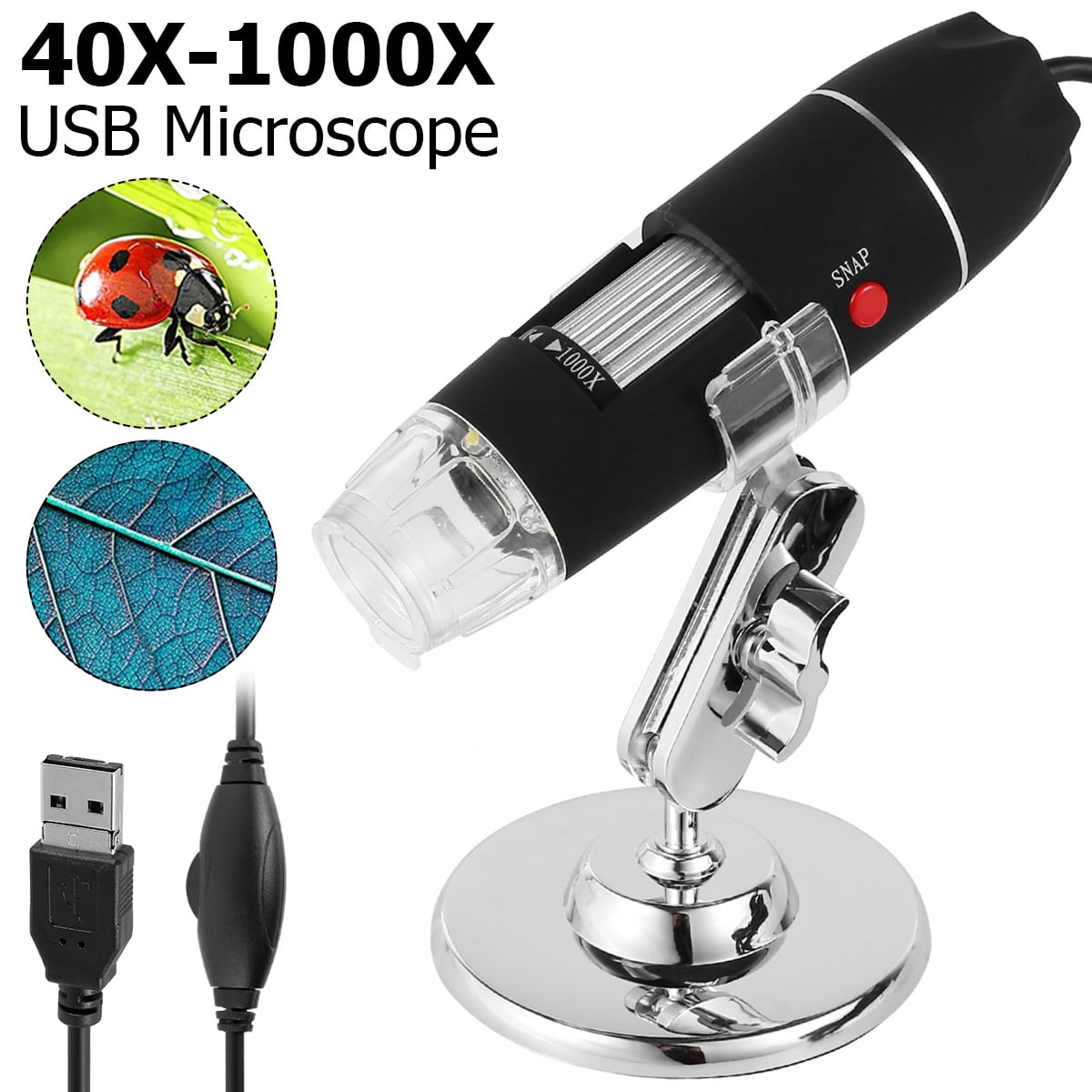 Android Smartphone Wireless Microscope USB Microscope 50X to 1000X 8 LED Light Microscope for iPhone PC 