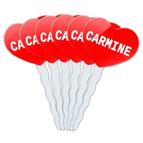 Carmine Heart Love Cupcake Picks Toppers - Set of 6