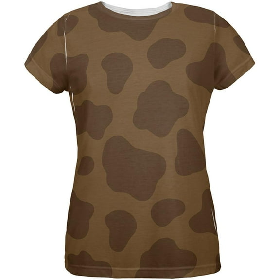 Halloween Brown Chocolate Milk Cow Costume All Over Womens T Shirt Multi SM