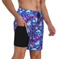 thumbnail image 2 of Yiaed blue Skull purple flower Print Mens Swim Trunks Bathing Suit Compression Liner Beach Swim Shorts Swimwear Quick Dry Zipper Pocket No-Chafing Board Short-Medium, 2 of 6
