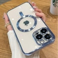 thumbnail image 3 of Magnetic Case for iPhone 15 Pro Max Case Clear Compatible with MagSafe Built-in Camera Lens Protector Soft Slim Shockproof Phone Case Cover for iPhone 15 Pro Max 6.7" - Blue, 3 of 13