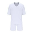 thumbnail image 4 of Miqool Mens 2 Piece Short Sets Casual V Neck T Shirt and Shorts Set Summer Tracksuits Beach Vacation Outfits with Pockets, 4 of 6