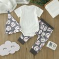 thumbnail image 4 of Coerni Toddler Boys Girls Clothes Set 3 6 9 12 Months Short Sleeve Letter Romper Bodysuit + Baseball Prints Pants + Hat Hawaii Holiday Set, 4 of 7