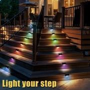 Fznkrag Solar Step Light LED Solar Lamps Solar Step Lights Outdoor Waterproof LED Solar Fence Wall Lamp Patio Stairs Pathway Step Decor Lighting