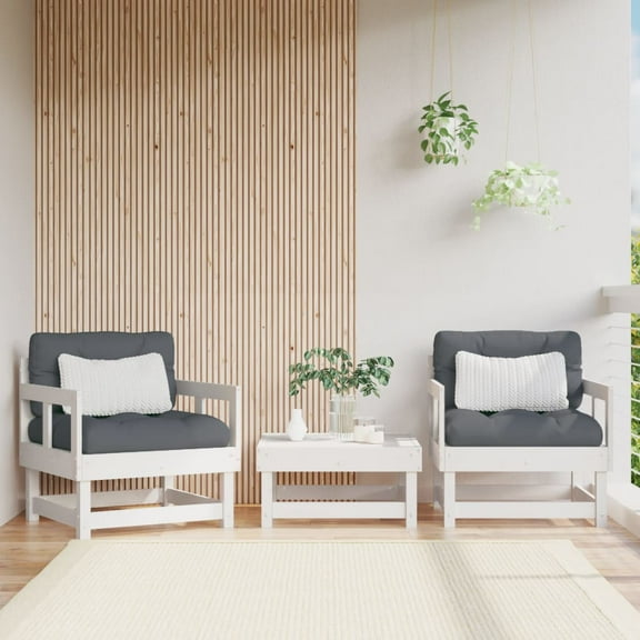 vidaXL Patio Chairs 2 pcs White Solid Wood Pine