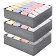 thumbnail image 1 of 3 paquetes de organizador de calcetines de ropa interior para cajón, organizador de armario plegable de 64 celdas para almacenar calcetines, pañuelos, corbatas, cinturones (24+24+16 celdas, gris), 1 of 5