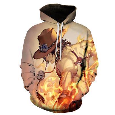 One Piece Anime Cardigan à Capuche Imprimé 3D avec Fermeture Éclair