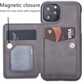 thumbnail image 2 of Double Magnetic Buttons Wallet Case for iPhone 11 6.1 inch, Premium PU Leather Case with Card Slot Holder Kickstand Bumper Shockproof Protective Back Flip Cover for iPhone 11 - Gray, 2 of 7