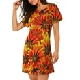 thumbnail image 2 of Balery Sunflower4 Camisón de manga corta con cuello redondo para mujer, cómodo y elegante., 2 of 6
