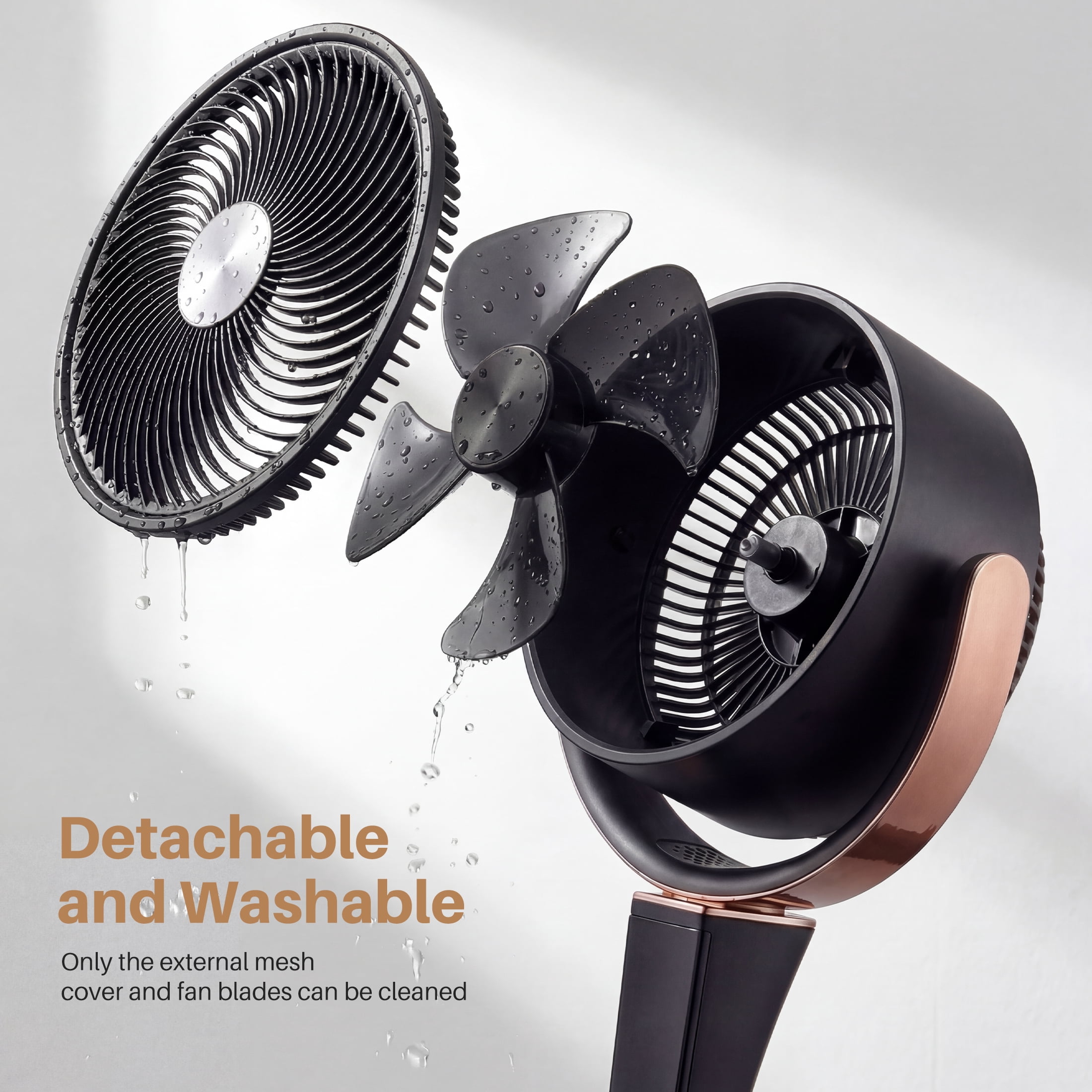 SHOUFTW Quiet Pedestal Fan for Bedroom, Oscillating Standing Fan with 15 Speeds & 5 Modes, 37-45" Adjustable Height, 12H Timer, Black