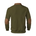 thumbnail image 7 of LWavelet Men's Ribbed Texture Color Block Quarter Zip Pullover - Collar & Elbow Patches Casual Fall Winter Top Army Green 2XL, 7 of 7