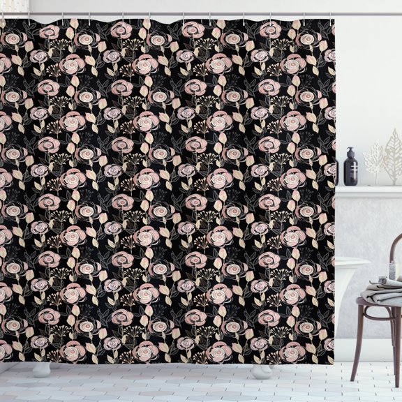 Ambesonne Floral Shower Curtain, Victorian Blooming Flowers, 69"Wx75"L, Grey Blush