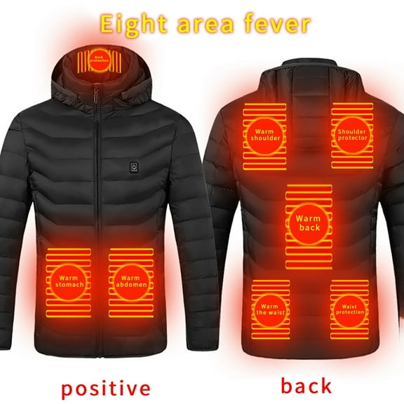 guisaled Heated Jacket for Men Big and Tall Hooded Lightweight Heated Coat Soft Shell USB Charging Windproof Warm Heating Jackets