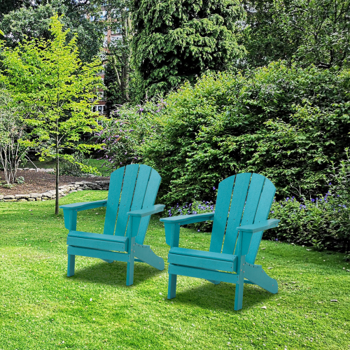 HDPE Adirondack Chair Set of 2, Sunlight Resistant no Fading Snowstorm Resistant, Outdoor Chair, Adirondack Chair, for Fire Pits Decks Gardens, Campfire Chairs, Blue - image 2 of 6