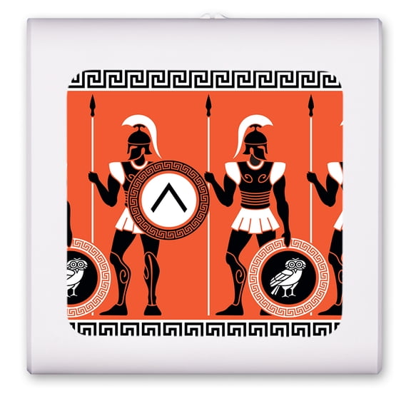 Plug in Dimmable LED Night Light with Dusk to Dawn Auto Sensor, Adjustable Brightness, Warm Light, Auto On/Off Nightlight for Bathroom, Hallway, Nursery, Bedrooms - Ancient Greek Warriors