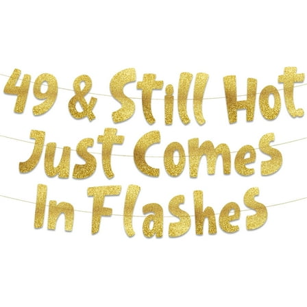 49th Birthday Gold Glitter Banner - Happy 49th Birthday Party Decorations