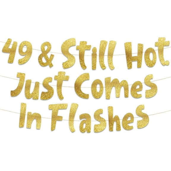 49th Birthday Gold Glitter Banner - Happy 49th Birthday Party Decorations