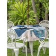 thumbnail image 3 of Outdoor Tablecloth with Umbrella Hole for Patio/Picnic/Party/Camping, Purple Summer Beach Waterproof Table Cloth Round Cover Washable, Coastal Waves Ocean Starfish Conch (Dia 54"), 3 of 8