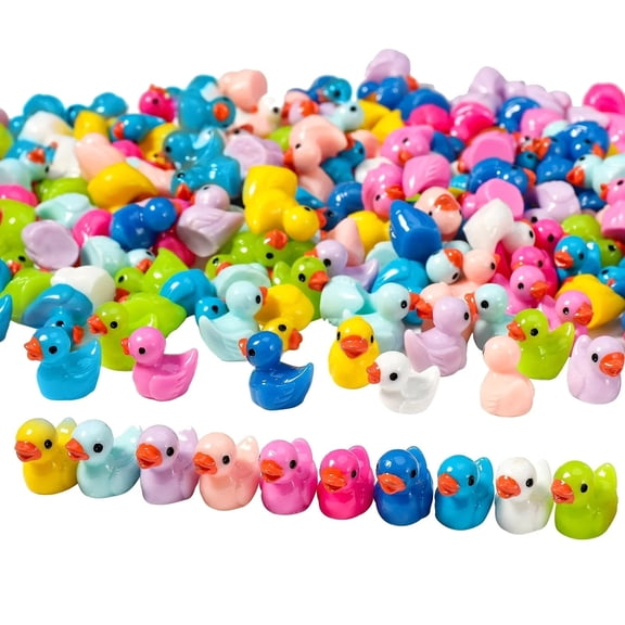 Tiny Resin Ducks Miniature Garden Dollhouse Cake Decoration Craft Accessories 80 Count