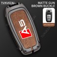 thumbnail image 3 of Car Key Cover Case For Audi A5 A style 3 buttons Zinc Alloy Leather Case Key Shell A6 A7 A8, 3 of 5