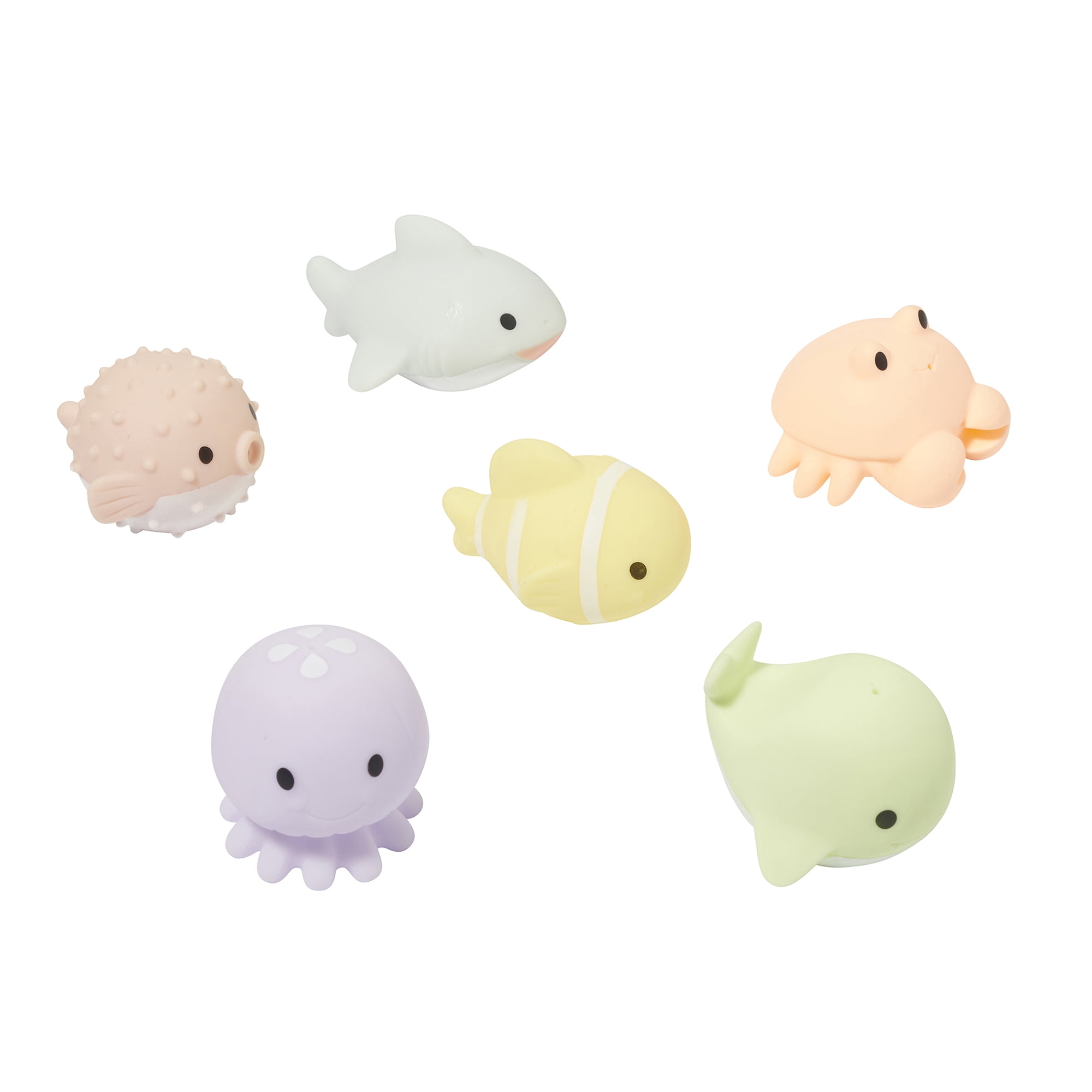 Sunnylife: Splash Toys: Sea Animal Ocean Friends - 6pc Water Squirters, Various Pastel Colors, Floating Pool Toys, Bath-Beach-Sand Play, Kids 3+