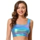 thumbnail image 1 of Chaleco Allegra K Cuello En U Mujer Sin Mangas Fiesta Clubwear Camiseta Corta Brillante Azul Plata XL, 1 of 6
