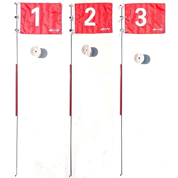 Excellent Cadeau - A99 Pratique de Golf Bâton de Drapeau Vert pour Lancer dans le Jardin Aides à l'Entraînement (3 Ensembles Drapeau 1, 2, 3)
