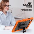 thumbnail image 4 of Case for iPad Pro 13 inch (2025 M5/2024 M4) with Screen Protector, 360 Degree Rotating Kickstand Hand Strap Heavy Duty Shockproof Cover with Shoulder Strap, Orange, 4 of 7