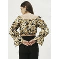 thumbnail image 2 of DressBerry Women's Printed Viscose Rayon Square Neck Ruffled Border Cropped Blouse Long Balloon Sleeves Casual&nbsp;Summer Wear Above Waist Length Regular Short Top, 2 of 7