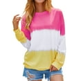 thumbnail image 4 of ZXZY Women Casual Long Sleeve Round Neck Colorblock Sweatshirts, 4 of 8
