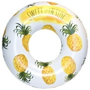 Rae Dunn: Sweet On The Inside 48" Ring Float - Pineapple Inflatable Jumbo Pool Tube, CocoNut Float, Anti-Leak, Age 8+